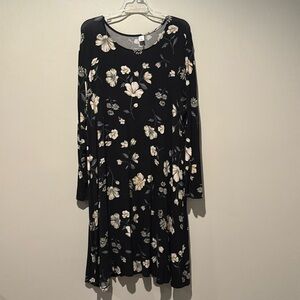 Black floral long sleeve dress